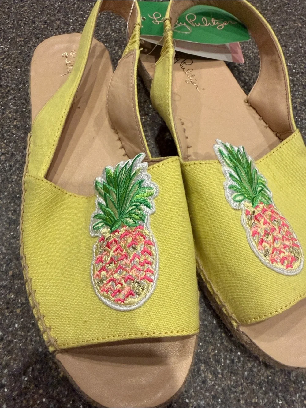 Lilly Pulitzer Yellow Pineapple Patch Slingback Espadrilles